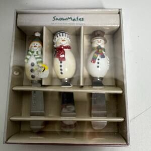 ONEIDA Snowmates Set of Three Snowman Spreaders Winter Charcuterie Service New